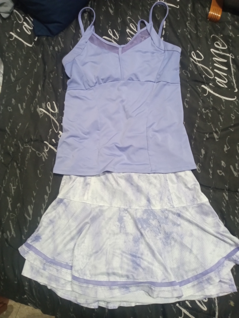 Lucky in Love Lavender Tankini Top with Tie-Dye Skirt